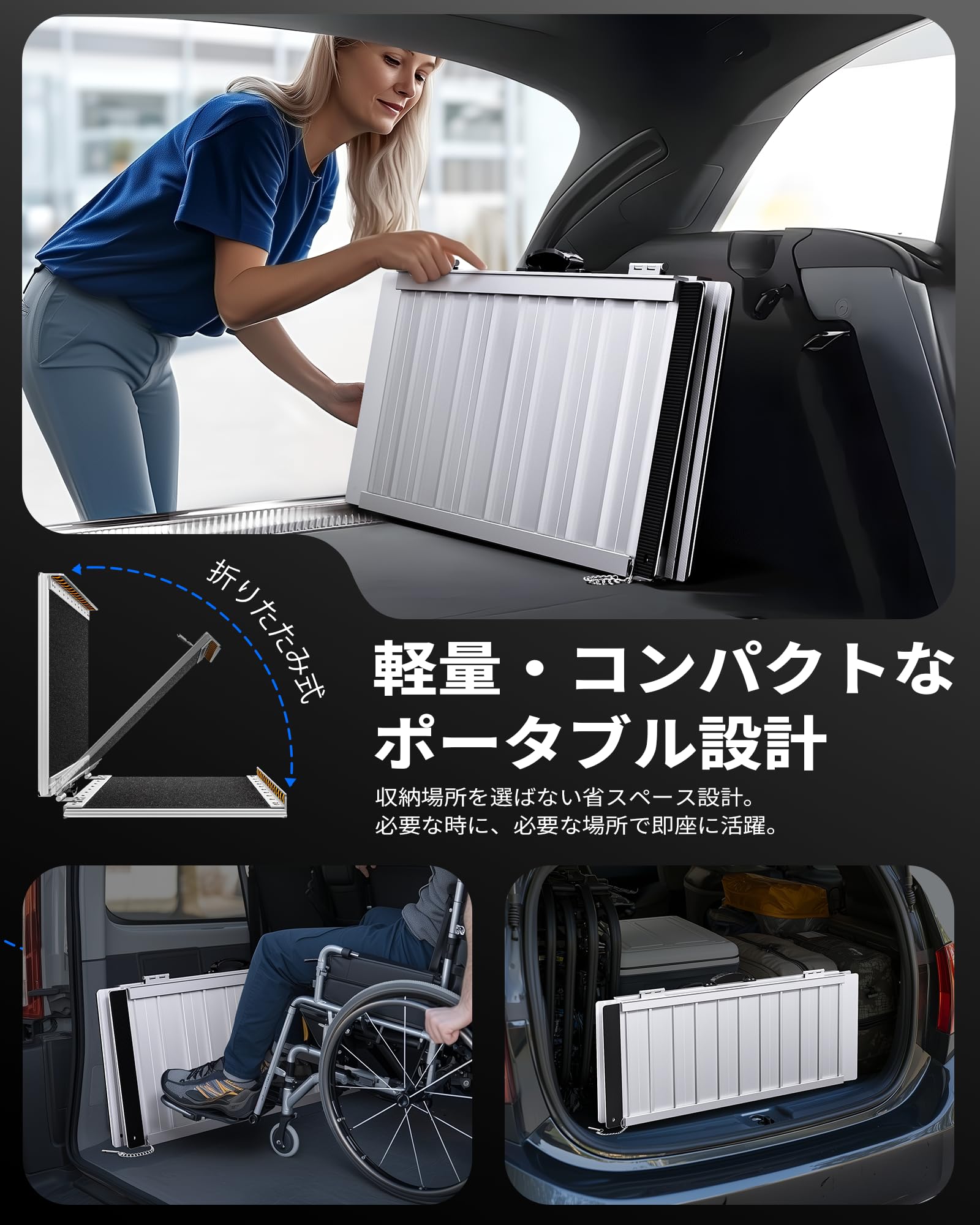 Amazon.co.jp: LEMNISCATE 車椅子 用 スロープ 長さ61cm 幅74cm 耐荷重